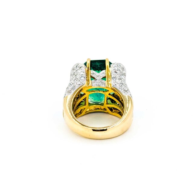 Ring 1.25ctw Round/Princess Diamond 14ct Green Fluorite 18ky 15mm Sz3.75 18.3g 225010032