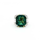  Ring 1.25ctw Round/Princess Diamond 14ct Green Fluorite 18ky 15mm Sz3.75 18.3g 225010032