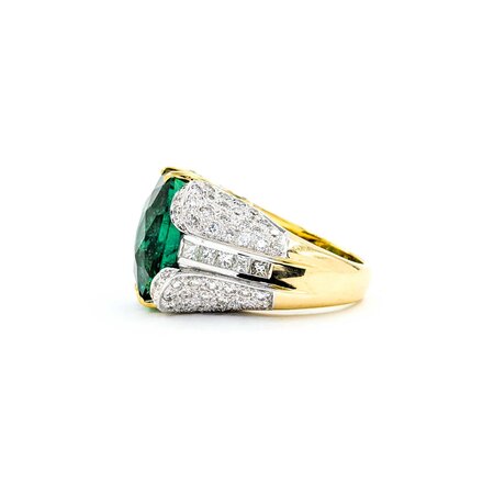 Ring 1.25ctw Round/Princess Diamond 14ct Green Fluorite 18ky 15mm Sz3.75 18.3g 225010032