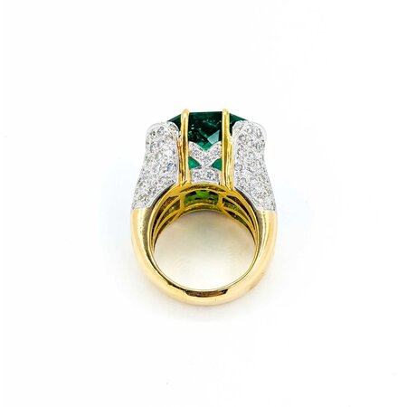 Ring 1.25ctw Round/Princess Diamond 14ct Green Fluorite 18ky 15mm Sz3.75 18.3g 225010032