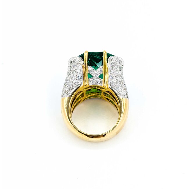 Ring 1.25ctw Round/Princess Diamond 14ct Green Fluorite 18ky 15mm Sz3.75 18.3g 225010032