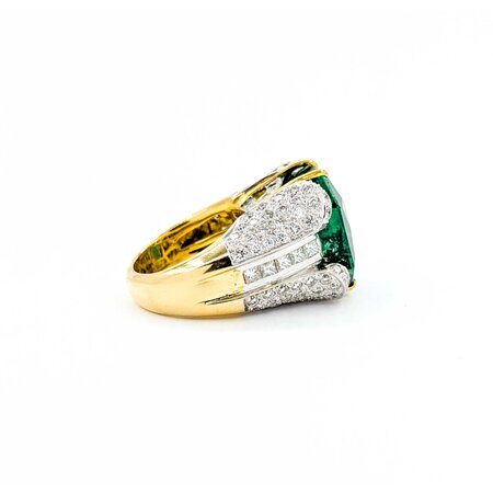 Ring 1.25ctw Round/Princess Diamond 14ct Green Fluorite 18ky 15mm Sz3.75 18.3g 225010032