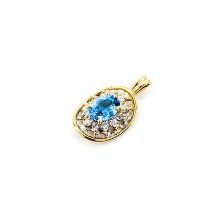 Pendant .06ctw Round Diamonds 1.00ct Topaz 20x12mm 14ky " 225011259
