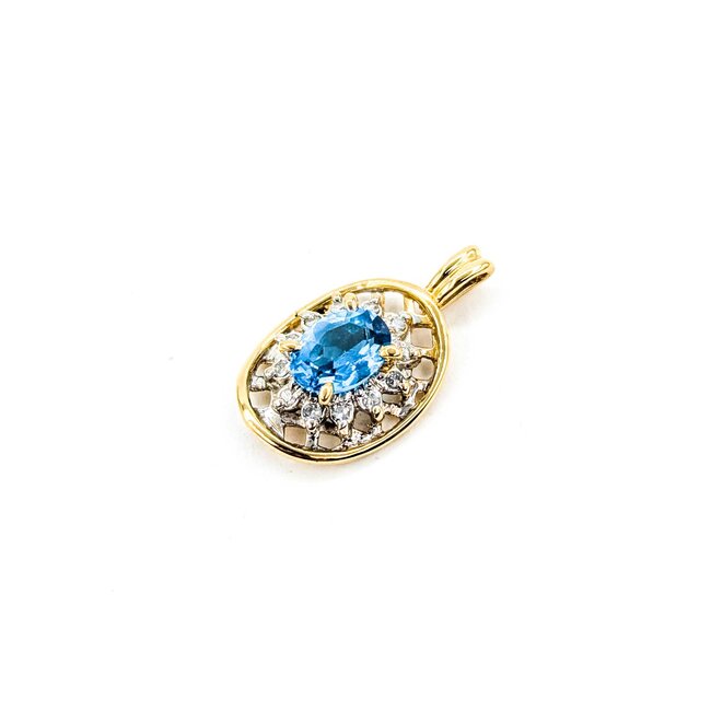 Pendant .06ctw Round Diamonds 1.00ct Topaz 20x12mm 14ky " 225011259