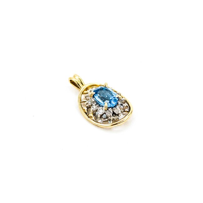 Pendant .06ctw Round Diamonds 1.00ct Topaz 20x12mm 14ky " 225011259