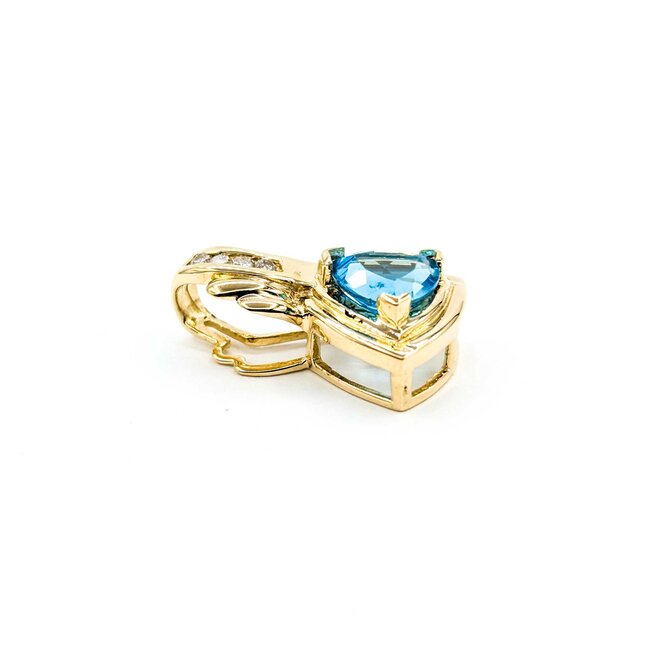 Pendant .08ctw Round Diamonds 2.20ct Topaz 22.5x13.5mm 14ky " 225011262