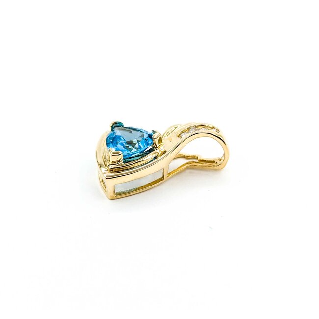 Pendant .08ctw Round Diamonds 2.20ct Topaz 22.5x13.5mm 14ky " 225011262