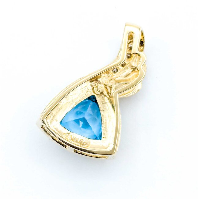 Pendant .08ctw Round Diamonds 2.20ct Topaz 22.5x13.5mm 14ky " 225011262