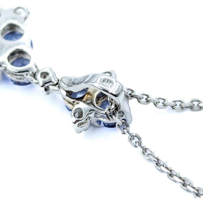 Pendant Dangle W/Chain .04ctw Round Diamonds .96ctw Tanzanite 24x10mm 14kw 18" 225011256