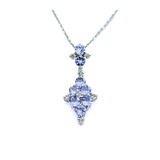  Pendant Dangle W/Chain .04ctw Round Diamonds .96ctw Tanzanite 24x10mm 14kw 18" 225011256