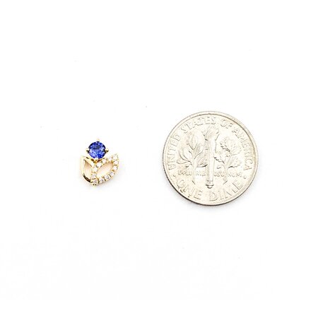 Earrings Floral .10ctw Round Diamonds Friction Back .45ctw Sapphire 8.5x7.5mm 14ky 225014155