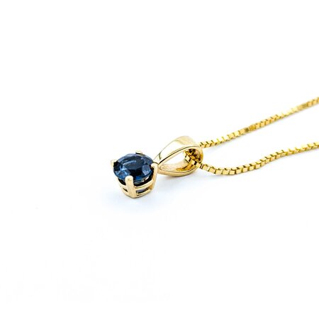 Pendant Solitaire W/Chain .50ctw Sapphire 11x4.5mm 14ky 18" 225011258