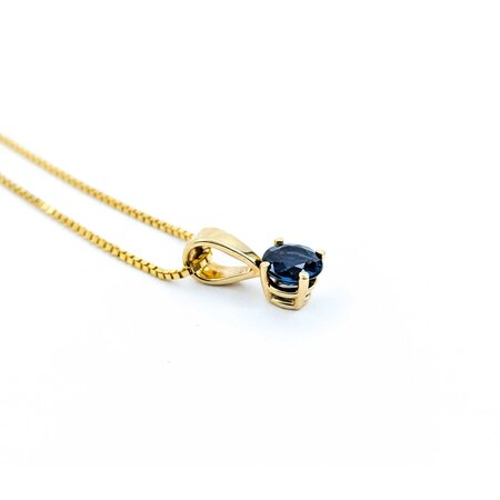 Pendant Solitaire W/Chain .50ctw Sapphire 11x4.5mm 14ky 18" 225011258