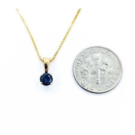 Pendant Solitaire W/Chain .50ctw Sapphire 11x4.5mm 14ky 18" 225011258