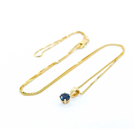Pendant Solitaire W/Chain .50ctw Sapphire 11x4.5mm 14ky 18" 225011258