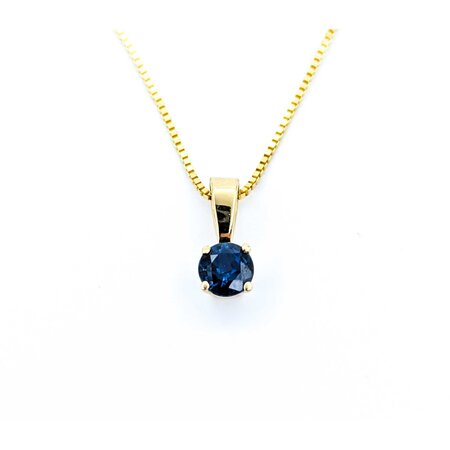 Pendant Solitaire W/Chain .50ctw Sapphire 11x4.5mm 14ky 18" 225011258