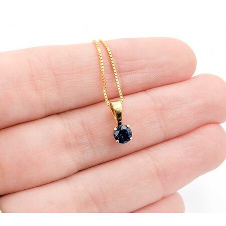 Pendant Solitaire W/Chain .50ctw Sapphire 11x4.5mm 14ky 18" 225011258