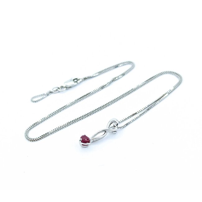Pendant Dangle Twist W/Chain .20ct Ruby 18x4mm 14kw 18" 225011255