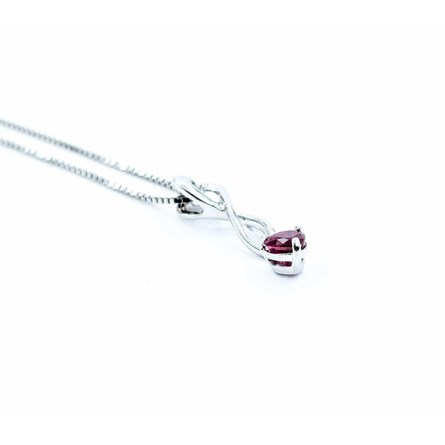 Pendant Dangle Twist W/Chain .20ct Ruby 18x4mm 14kw 18" 225011255
