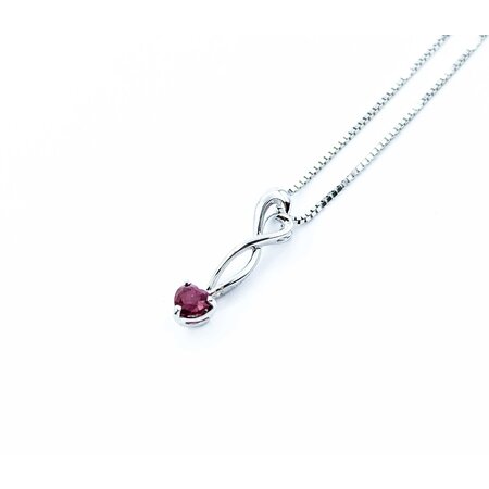 Pendant Dangle Twist W/Chain .20ct Ruby 18x4mm 14kw 18" 225011255
