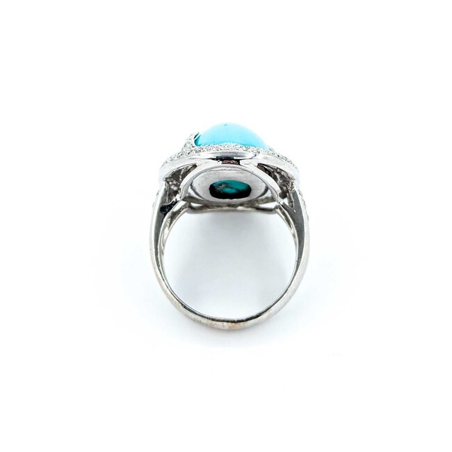 Ring Wave .50ctw Round Diamond 10ct Turquoise 18kw 22.5mm Sz5 10.1g 225010031