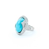  Ring Wave .50ctw Round Diamond 10ct Turquoise 18kw 22.5mm Sz5 10.1g 225010031