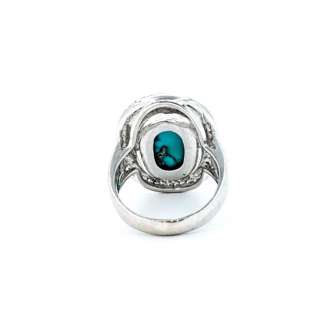 Ring Wave .50ctw Round Diamond 10ct Turquoise 18kw 22.5mm Sz5 10.1g 225010031