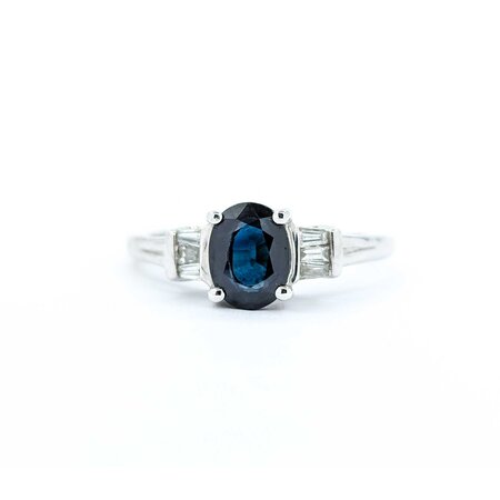 Ring .20ctw Baguette Diamonds 1.60ct Sapphire 10kw sz10 225010167
