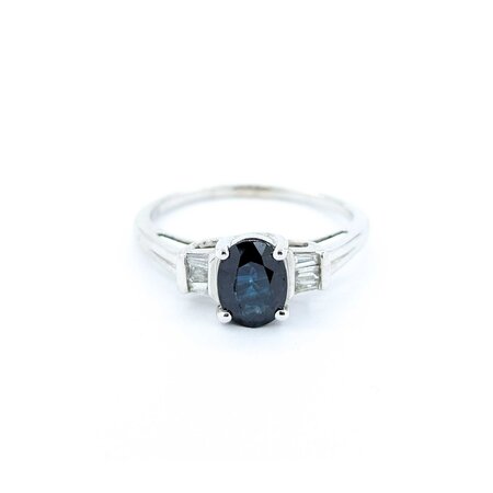 Ring .20ctw Baguette Diamonds 1.60ct Sapphire 10kw sz10 225010167