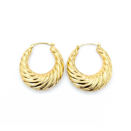 Earrings Basket Hoop 14ky 32x28mm 3.6g 125010005