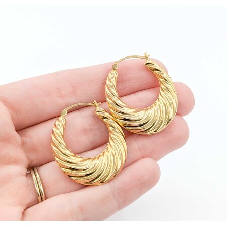 Earrings Basket Hoop 14ky 32x28mm 3.6g 125010005