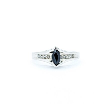 Ring .05ctw Single Cut Diamonds .32ct Sapphire 10kw sz7 225010168