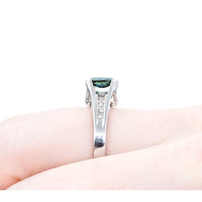 Ring .05ctw Single Cut Diamonds .32ct Sapphire 10kw sz7 225010168