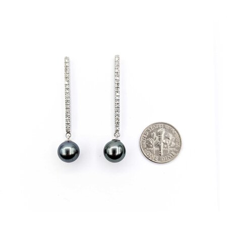Earrings Dangle .40ctw Round Diamonds Friction Back 9.4mm Tahitian Pearl 48x9.4mm 14kw 225014159