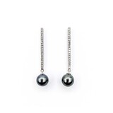  Earrings Dangle .40ctw Round Diamonds Friction Back 9.4mm Tahitian Pearl 48x9.4mm 14kw 225014159