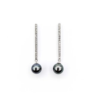 Earrings Dangle .40ctw Round Diamonds Friction Back 9.4mm Tahitian Pearl 48x9.4mm 14kw 225014159