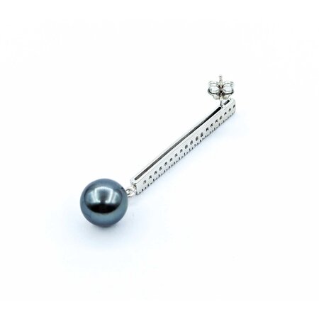 Earrings Dangle .40ctw Round Diamonds Friction Back 9.4mm Tahitian Pearl 48x9.4mm 14kw 225014159