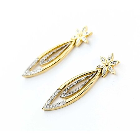 Earrings/Jackets .25ctw Round Diamonds Friction Back 36x10.5mm 14ky 225014010