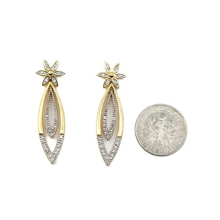 Earrings/Jackets .25ctw Round Diamonds Friction Back 36x10.5mm 14ky 225014010