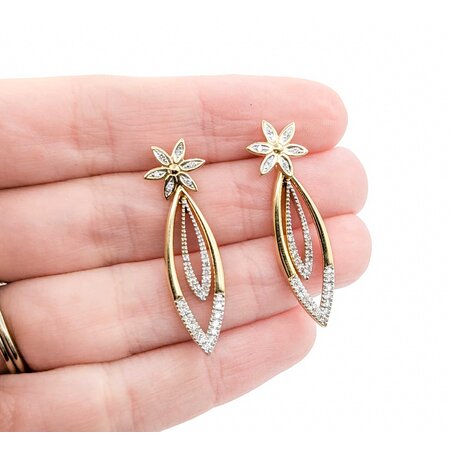 Earrings/Jackets .25ctw Round Diamonds Friction Back 36x10.5mm 14ky 225014010