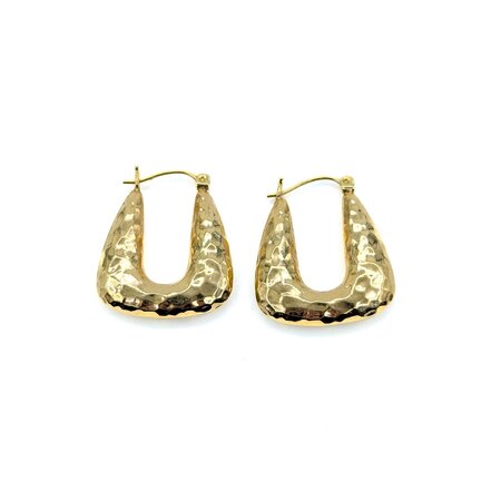 Earrings Vintage Hammered Hoop 14ky 24x21mm 2.2g 125010006
