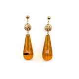  Earrings Dangle Friction Back 25x10 Amber 43.5x10mm 14ky 225014157