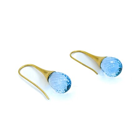 Earings Dangle French Hook 13x10 Topaz 30x10mm 18ky 225014158