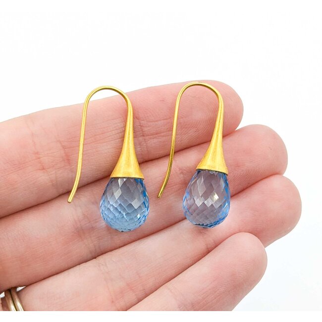 Earings Dangle French Hook 13x10 Topaz 30x10mm 18ky 225014158