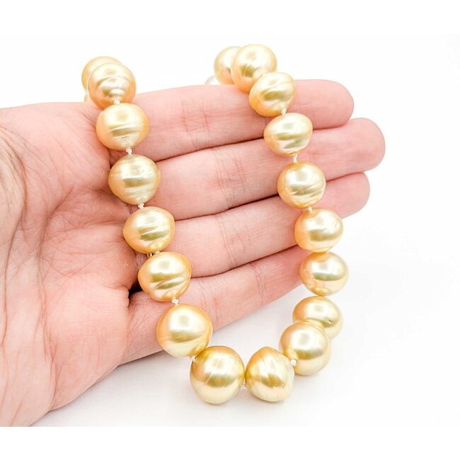 Necklace Strand 10-14mm Golden South Sea Pearls 14ky 18.5" 223010018
