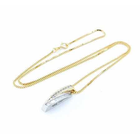 Pendant W/Box Chain .66ctw Round/Baguette Diamond 14ktt 24.5x6.5mm 18" 5.8g 225010029
