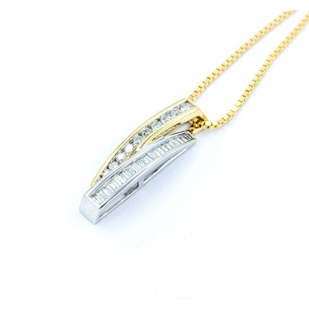 Pendant W/Box Chain .66ctw Round/Baguette Diamond 14ktt 24.5x6.5mm 18" 5.8g 225010029