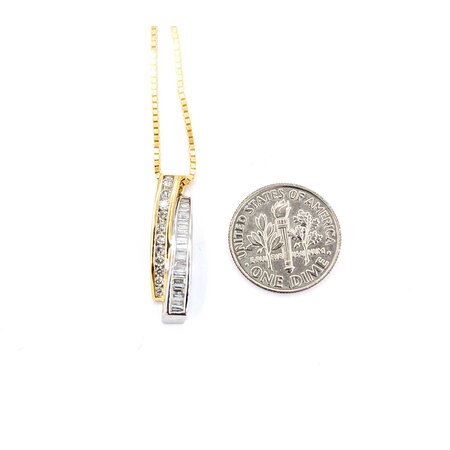 Pendant W/Box Chain .66ctw Round/Baguette Diamond 14ktt 24.5x6.5mm 18" 5.8g 225010029