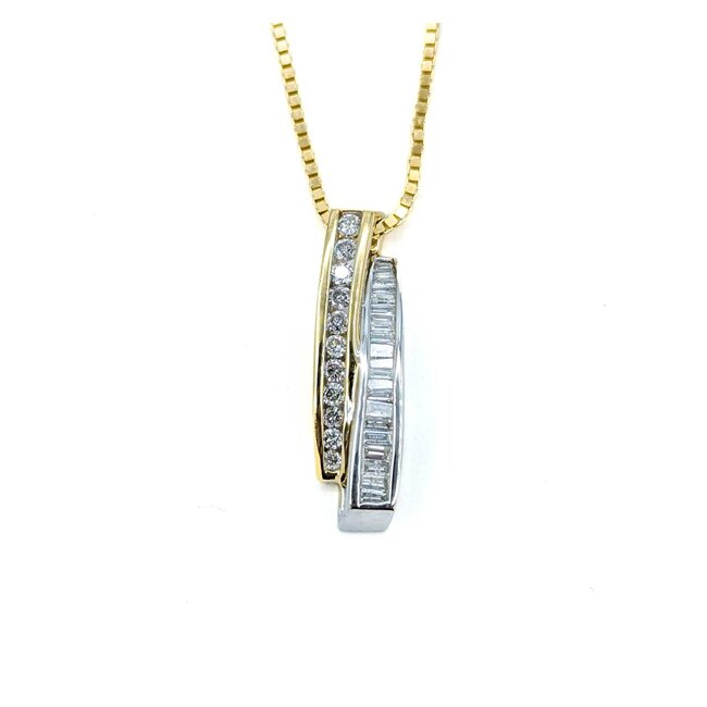 Pendant W/Box Chain .66ctw Round/Baguette Diamond 14ktt 24.5x6.5mm 18" 5.8g 225010029
