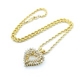  Pendant Heart W/Rope Chain 1.50ctw Round Diamond 14ky 30x24.5mm 16" 16.3g 225010028